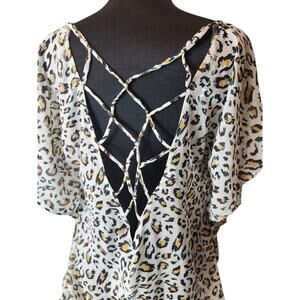 Palisades Beach Club swimwear cover-up feline x-small/small leapord animal print